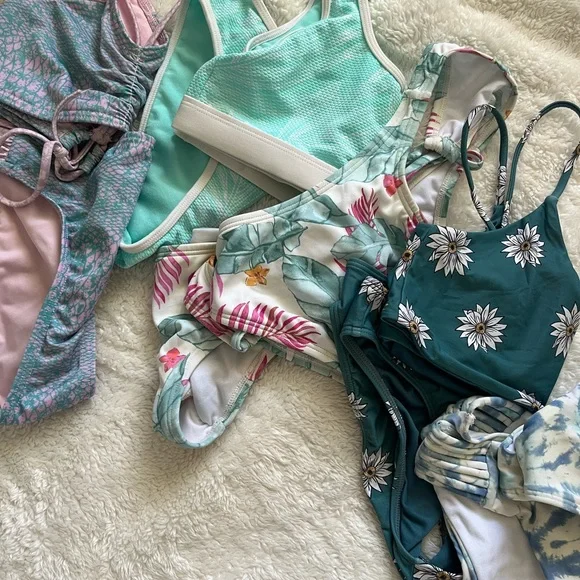 Blue patterned swimsuit bundle